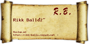 Rikk Balló névjegykártya